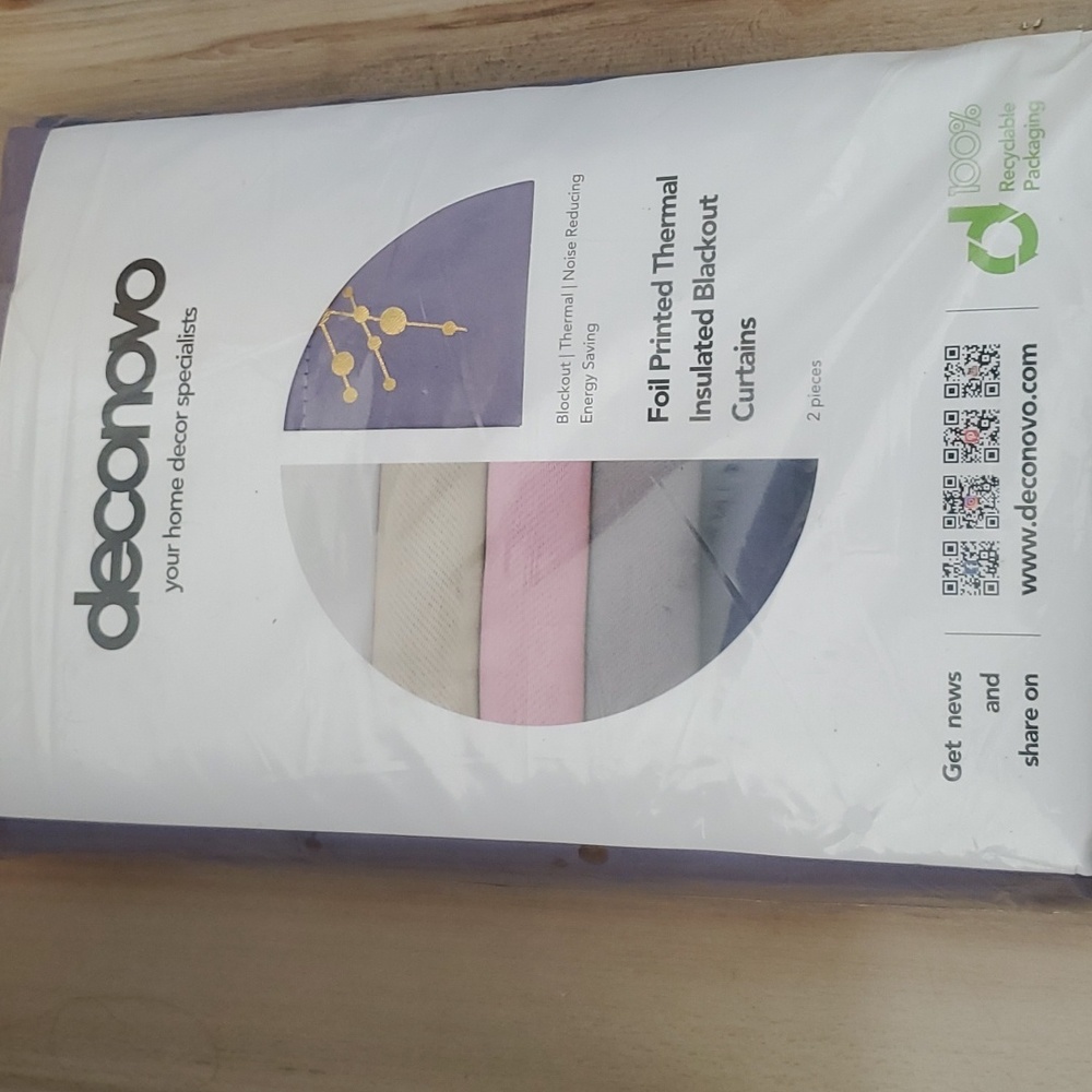 Deconovo foil printed thermal insulated blackout curtain new in package